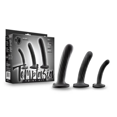 Twist Silicone Dildo with Suction Cup Set of Three - PL4YHOUSE - PL4YHOUSE - Blush Novelties - Strap On Dildos - Twist Silicone Dildo with Suction Cup Set of Three - {{ sex }} - {{adult_toys}} - {{UK}} - {{ christmas }}
