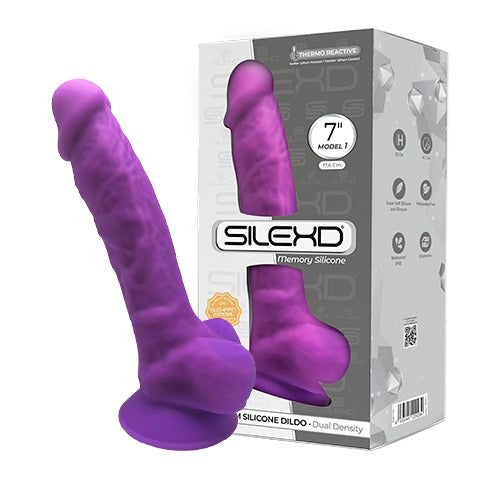 SilexD 7 inch Realistic Silicone Dual Density Dildo with Suction Cup and Balls Purple - PL4YHOUSE - PL4YHOUSE - SilexD - Realistic Dildos - SilexD 7 inch Realistic Silicone Dual Density Dildo with Suction Cup and Balls Purple - {{ sex }} - {{adult_toys}} - {{UK}} - {{ christmas }}