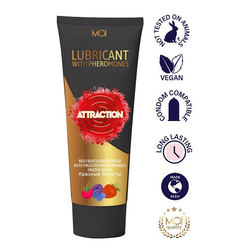 Mai Attraction Lubricant with Pheromones Red Fruits 100ml - PL4YHOUSE - PL4YHOUSE - Mai Attraction - Sexual Enhancers - Mai Attraction Lubricant with Pheromones Red Fruits 100ml - {{ sex }} - {{ adult_toys }} - {{ UK }} - {{ christmas }} - {{ anal sex toys }} - {{ bondage }} - {{ dildos }} - {{ essentials }} - {{ male sex toys }} - {{ lingerie }} - {{ vibrators }}